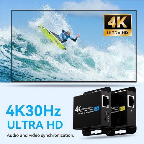 HDMI Extender Over Ethernet Cat5e/6 Up to 196Ft Adapter Converter Repeater Balun Transmitter Receiver Power Over Cat Support Full 1080p 3D POC HDCP EDID Copy from Displays in Saudi Arabia
