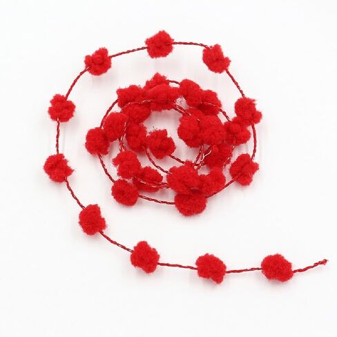 Yalulu 20 Meters Mini Pom Poms Trim, Iron Wire Tiny Pom Pom Ball Fringe Trim DIY Craft Sewing Accessory Decorating Tape (White) in Saudi Arabia