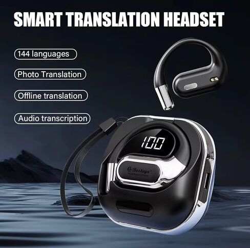 Language Translation Earbuds - Face-to-Face Translation Exchange - Supports 150 Languages - AI Real Time Two-Way Translation (Beige) in Saudi Arabia