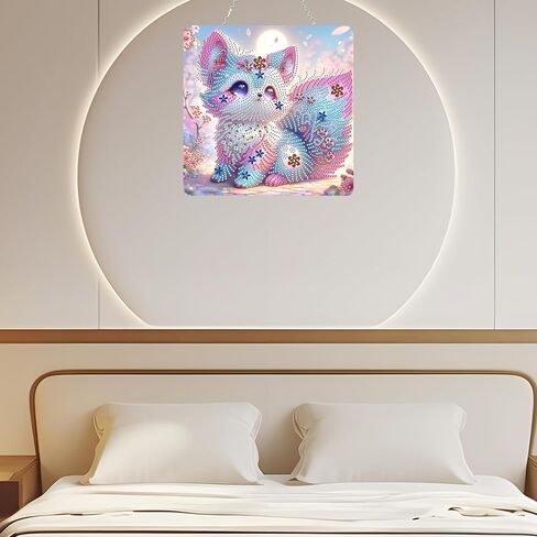 JJFox DIY Diamond Art Hanging Kit for Adult,Special Shaped Rhinestone,Acrylic Diamond Art Painting Window Pendants Home Garden Wall Hanging Kits Hanging Ornament,Double Sided (Flower) in Saudi Arabia