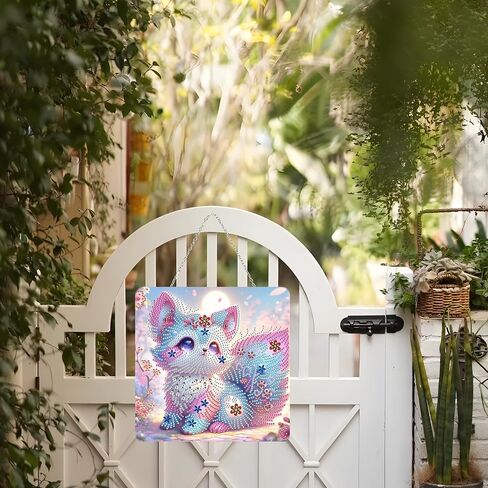 JJFox DIY Diamond Art Hanging Kit for Adult,Special Shaped Rhinestone,Acrylic Diamond Art Painting Window Pendants Home Garden Wall Hanging Kits Hanging Ornament,Double Sided (Flower) in Saudi Arabia