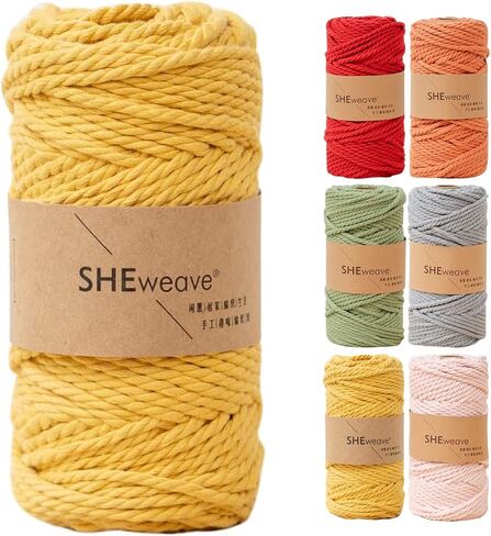 Macrame Cord 4mm 3 Strand 100% Natural Cotton Macrame Rope Cotton Cord Perfect Macrame Supplies for Wall Hanging Plant Hangers Crafts Knitting Decorative Projects(Ginger) in Saudi Arabia