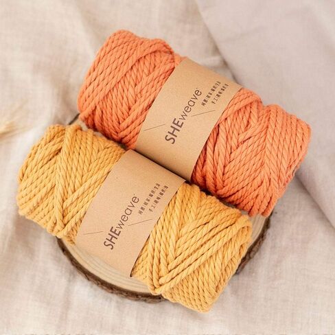 Macrame Cord 4mm 3 Strand 100% Natural Cotton Macrame Rope Cotton Cord Perfect Macrame Supplies for Wall Hanging Plant Hangers Crafts Knitting Decorative Projects(Ginger) in Saudi Arabia