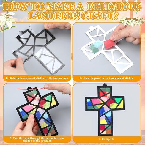 24 Sets Religious Cross Crafts Religious Tissue Paper Craft Kit DIY Christian Crafts Kit Resurrection Church Craft Ornaments Jesus Sunday School Craft in Kuwait