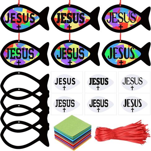 24 Sets Religious Cross Crafts Religious Tissue Paper Craft Kit DIY Christian Crafts Kit Resurrection Church Craft Ornaments Jesus Sunday School Craft in Kuwait