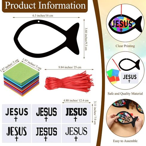 24 Sets Religious Cross Crafts Religious Tissue Paper Craft Kit DIY Christian Crafts Kit Resurrection Church Craft Ornaments Jesus Sunday School Craft in Kuwait