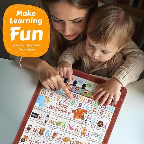 Bilingual English & French Learning Interactive Alphabet Wall - Includes Talking ABC, 123s & Music Poster - Educational Kids Learning Toy, Educational Gift for 3+ Years Old Girls & Boys in Saudi Arabia