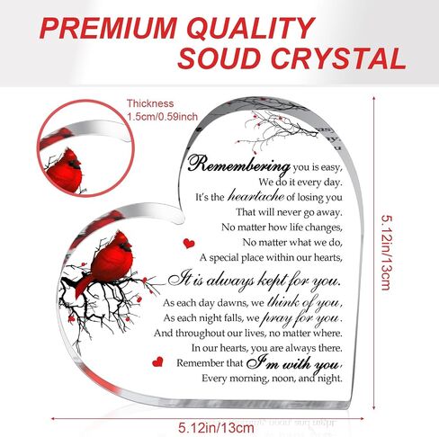 Memorial Gifts for Loss of Mother Acrylic Heart Bereavement Sympathy Condolence in Remembrance Loving Mom Plaque Gifts Funeral Favors Sign Sympathy Gifts for Loss of Mom in Memory of Mom in Saudi Arabia