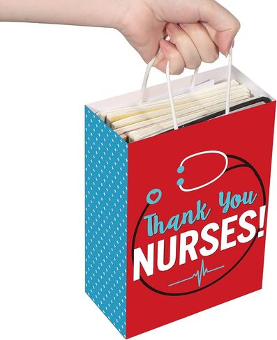 Yisong 16 Pcs Thank You Nurses Bags Best Nurses Ever Kraft Paper Goody Treat Present Bags for Healthcare Worker Appreciation Week Thanks Party Supplies, 8.7 x 6.3 x 3.2 in in Kuwait