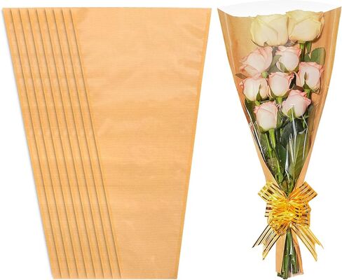 أكياس زهرة Joyit للباقات ، و 50pcs أكياس التغليف Kraft ، 9.8in × 18 بوصة الأكمام الورقية الأزهار للباقات الأزهار التغليف in Kuwait