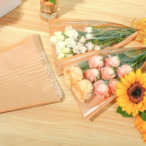 أكياس زهرة Joyit للباقات ، و 50pcs أكياس التغليف Kraft ، 9.8in × 18 بوصة الأكمام الورقية الأزهار للباقات الأزهار التغليف in Kuwait