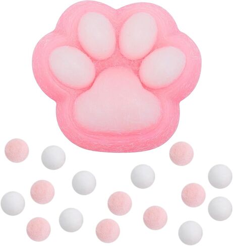 Cat Paw Squeeze Toys, Plastic Taba Soft Cat Paw with 10 Mini Fluffy Balls Novelty Kawaii Jelly Kitty Paw Soft Relaxing Animals Fidget Toys for Kids Teenagers Adults (Blue) in Saudi Arabia