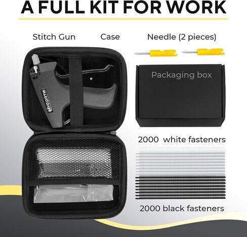 4000 Pcs Stitch Gun for Clothes, Tagging Gun for Clothing | 2000 Black & 2000 White Fasteners, 2 Stainless Steel Needles & Carry Case - Works on All Fabrics in Saudi Arabia
