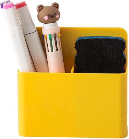 Pen Holder Dry Erase Marker Holder with Magnetic Attachment for Whiteboard, Blackboard, Dry Erase Easel, Versatile Utility Storage Organizer for Office, Fridge, Locker & Metal Cabinets, White in Saudi Arabia