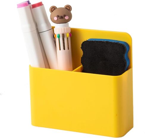Pen Holder Dry Erase Marker Holder with Magnetic Attachment for Whiteboard, Blackboard, Dry Erase Easel, Versatile Utility Storage Organizer for Office, Fridge, Locker & Metal Cabinets, White in Saudi Arabia