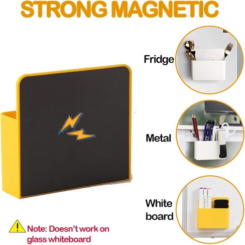 Pen Holder Dry Erase Marker Holder with Magnetic Attachment for Whiteboard, Blackboard, Dry Erase Easel, Versatile Utility Storage Organizer for Office, Fridge, Locker & Metal Cabinets, White in Saudi Arabia
