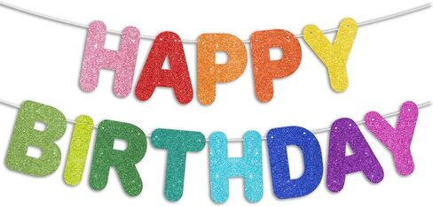 Pre-Strung Happy Birthday Banner Hot Pink Glitter Banner, Birthday Party Decorations & Decor Happy Birthday Backdrop/Sign in Saudi Arabia