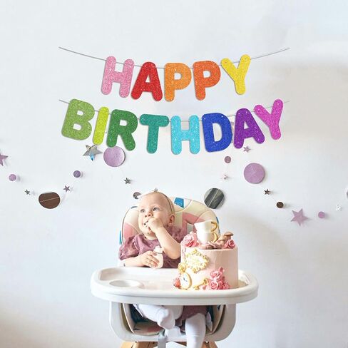 Pre-Strung Happy Birthday Banner Hot Pink Glitter Banner, Birthday Party Decorations & Decor Happy Birthday Backdrop/Sign in Saudi Arabia