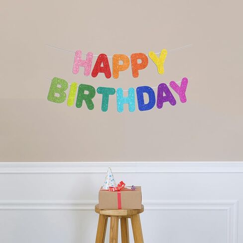 Pre-Strung Happy Birthday Banner Hot Pink Glitter Banner, Birthday Party Decorations & Decor Happy Birthday Backdrop/Sign in Saudi Arabia