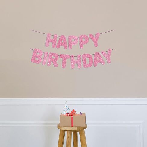 لافتة عيد ميلاد سعيدة قبل الشوط الساخن بريق وردي ، زخارف حفلة عيد ميلاد وديكور خلفية عيد ميلاد سعيد/علامة in Kuwait