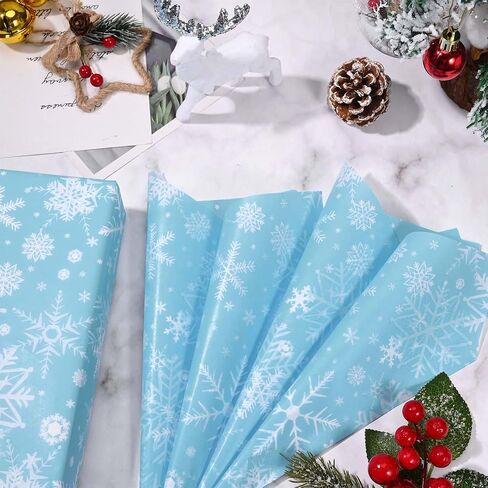 Bolsome 100 Sheets Christmas Tissue Paper for Gift Bags Navy Blue Snowflake Printed Tissue Paper for Gift Wrapping for Winter Wonderland Party Xmas Holidays Craft Supplies in Saudi Arabia