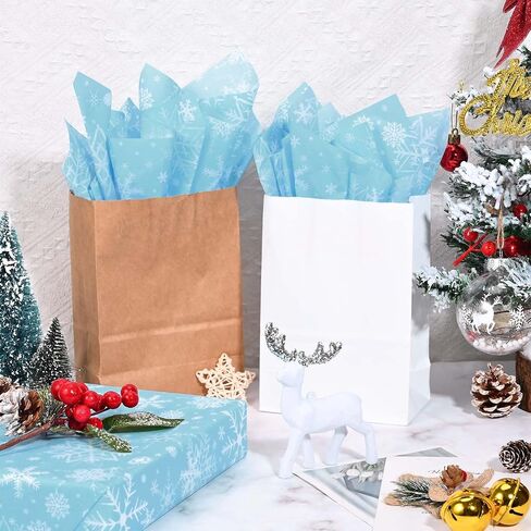 Bolsome 100 Sheets Christmas Tissue Paper for Gift Bags Navy Blue Snowflake Printed Tissue Paper for Gift Wrapping for Winter Wonderland Party Xmas Holidays Craft Supplies in Saudi Arabia