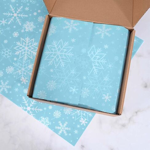 Bolsome 100 Sheets Christmas Tissue Paper for Gift Bags Navy Blue Snowflake Printed Tissue Paper for Gift Wrapping for Winter Wonderland Party Xmas Holidays Craft Supplies in Saudi Arabia