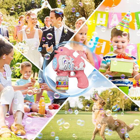 Dolphins Bubble Gun for Kids, Portable Bubble Machine 10000+ Bubbles Per Minute with Bubble Solution, 10 Holes Automatic Bubble Blower Gun with Lights for Outdoor Party Wedding Easter in Saudi Arabia