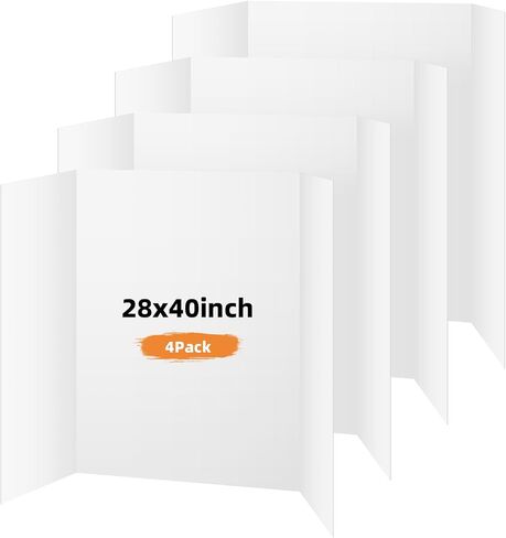 4 لوحة ملصق Trifold Pack ، لوحة عرض بيضاء 28 × 40 بوصة ، مجلس عرض محمول لعرض العلوم ، ومشروع DIY المدرسي ومعارض الأعمال التجارية in Kuwait