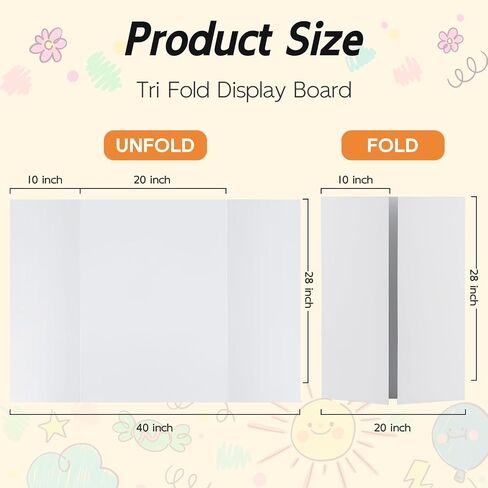 4 لوحة ملصق Trifold Pack ، لوحة عرض بيضاء 28 × 40 بوصة ، مجلس عرض محمول لعرض العلوم ، ومشروع DIY المدرسي ومعارض الأعمال التجارية in Kuwait