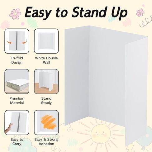 4 لوحة ملصق Trifold Pack ، لوحة عرض بيضاء 28 × 40 بوصة ، مجلس عرض محمول لعرض العلوم ، ومشروع DIY المدرسي ومعارض الأعمال التجارية in Kuwait