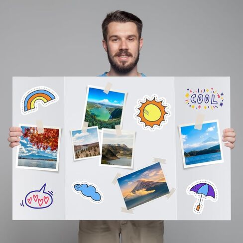 4 لوحة ملصق Trifold Pack ، لوحة عرض بيضاء 28 × 40 بوصة ، مجلس عرض محمول لعرض العلوم ، ومشروع DIY المدرسي ومعارض الأعمال التجارية in Kuwait