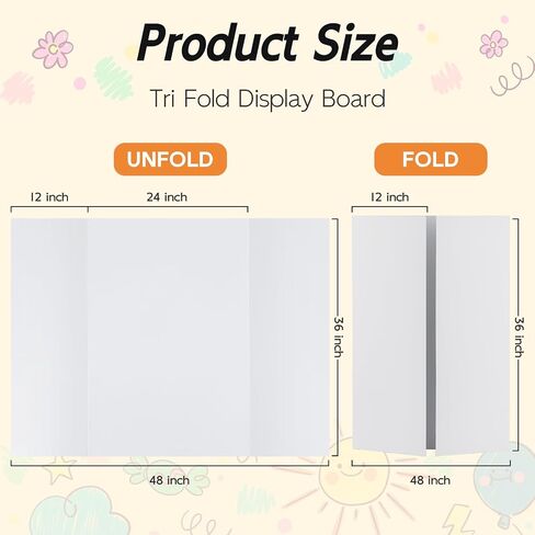 4 لوحة ملصق Trifold Pack ، لوحة عرض بيضاء 28 × 40 بوصة ، مجلس عرض محمول لعرض العلوم ، ومشروع DIY المدرسي ومعارض الأعمال التجارية in Kuwait