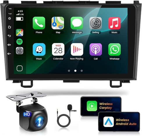 2G RAM 64G ROM راديو ستيريو للسيارة Honda CRV 2007 2008 2009 2010 2011 مع Carplay اللاسلكي Android Auto، HiFi 16EQ، 9 بوصة HD شاشة تعمل باللمس بلوتوث A2DP GPS WiFi FM راديو SWC كاميرا احتياطية in Saudi Arabia