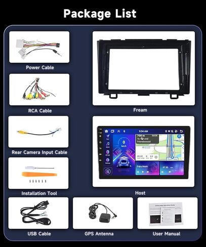 2G RAM 64G ROM راديو ستيريو للسيارة Honda CRV 2007 2008 2009 2010 2011 مع Carplay اللاسلكي Android Auto، HiFi 16EQ، 9 بوصة HD شاشة تعمل باللمس بلوتوث A2DP GPS WiFi FM راديو SWC كاميرا احتياطية in Saudi Arabia