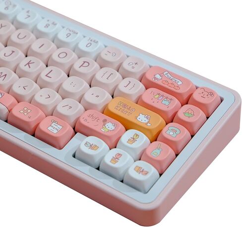 PBT Keycaps, 126 Keys Customized Keycaps, Cute Dye Sublimation Theme Keycap Set MOA Profile Keycaps for ANSI Layout Cherry Gateron MX Switch Mechanical Keyboard in Saudi Arabia