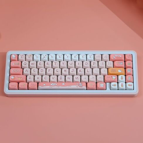 PBT Keycaps, 126 Keys Customized Keycaps, Cute Dye Sublimation Theme Keycap Set MOA Profile Keycaps for ANSI Layout Cherry Gateron MX Switch Mechanical Keyboard in Saudi Arabia