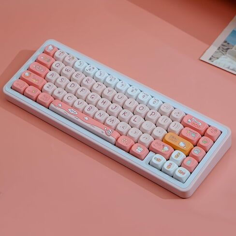 PBT Keycaps, 126 Keys Customized Keycaps, Cute Dye Sublimation Theme Keycap Set MOA Profile Keycaps for ANSI Layout Cherry Gateron MX Switch Mechanical Keyboard in Saudi Arabia