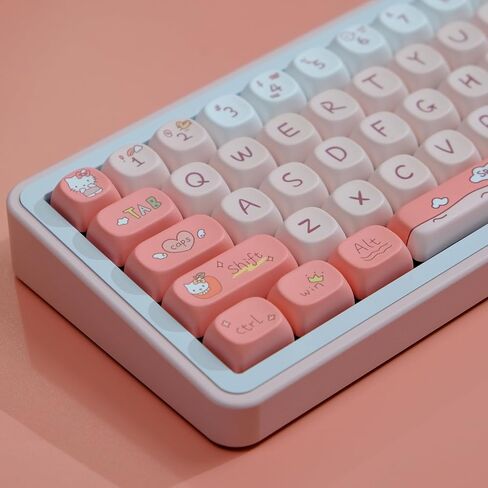 PBT Keycaps, 126 Keys Customized Keycaps, Cute Dye Sublimation Theme Keycap Set MOA Profile Keycaps for ANSI Layout Cherry Gateron MX Switch Mechanical Keyboard in Saudi Arabia