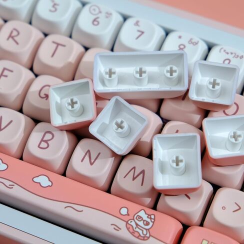 PBT Keycaps, 126 Keys Customized Keycaps, Cute Dye Sublimation Theme Keycap Set MOA Profile Keycaps for ANSI Layout Cherry Gateron MX Switch Mechanical Keyboard in Saudi Arabia