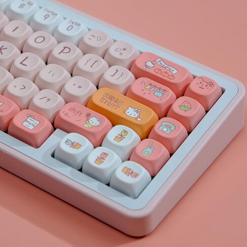 PBT Keycaps, 126 Keys Customized Keycaps, Cute Dye Sublimation Theme Keycap Set MOA Profile Keycaps for ANSI Layout Cherry Gateron MX Switch Mechanical Keyboard in Saudi Arabia
