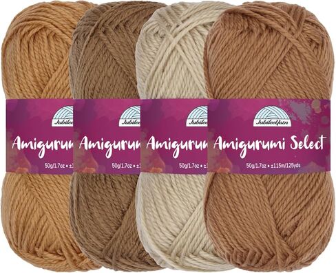 Jubileeyarn Amigurumi حدد الغزل - الاكريليك الطفل - ظلال البني - 4 skeins in Kuwait
