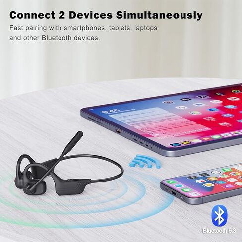 Bluetooth Headset with Microphone,V5.1,Noise Canceling Wireless On Ear Headphones, Bluetooth Headphones with Mic, Phone Headset Mute Button for Laptop, Skype, Call Centers, Office, Trucker in Saudi Arabia