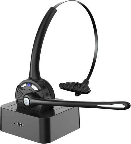 Bluetooth Headset with Microphone,V5.1,Noise Canceling Wireless On Ear Headphones, Bluetooth Headphones with Mic, Phone Headset Mute Button for Laptop, Skype, Call Centers, Office, Trucker in Saudi Arabia