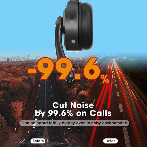 Bluetooth Headset with Microphone,V5.1,Noise Canceling Wireless On Ear Headphones, Bluetooth Headphones with Mic, Phone Headset Mute Button for Laptop, Skype, Call Centers, Office, Trucker in Saudi Arabia
