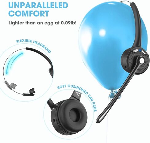 Bluetooth Headset with Microphone,V5.1,Noise Canceling Wireless On Ear Headphones, Bluetooth Headphones with Mic, Phone Headset Mute Button for Laptop, Skype, Call Centers, Office, Trucker in Saudi Arabia
