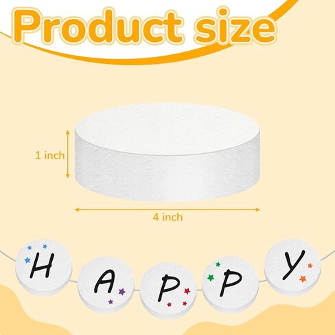 Henoyso 48 Pcs 4 x 4 x 1 Inch Foam Circles for Crafts Round Polystyrene Foam Discs for DIY Arts Craft Supplies Friendship Bracelet Garland Birthday Decoration in Kuwait