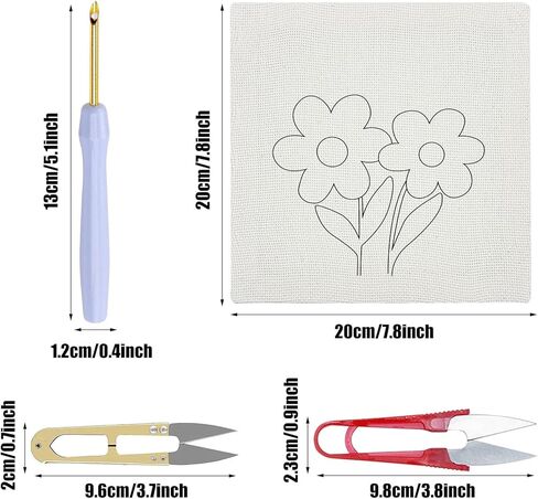 Woohome Punch Needle Starter Kit, Punch Needle Embroidery Kit Frame with Punch Needle Fabric, Hoop, Yarns, Punch Needle for Beginner (Pink and Tulips) in Kuwait