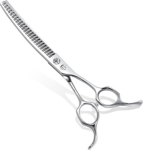 Professional Curved Thinning Scissors for Dog Grooming, 30-Degree Curvature, Japanese 440C for Trimming Dogs Cats and Other Pets face and paws (Curved Natural) in Kuwait