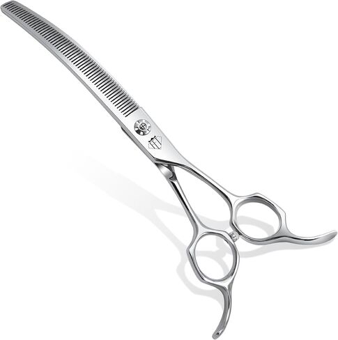 Professional Curved Thinning Scissors for Dog Grooming, 30-Degree Curvature, Japanese 440C for Trimming Dogs Cats and Other Pets face and paws (Curved Natural) in Kuwait